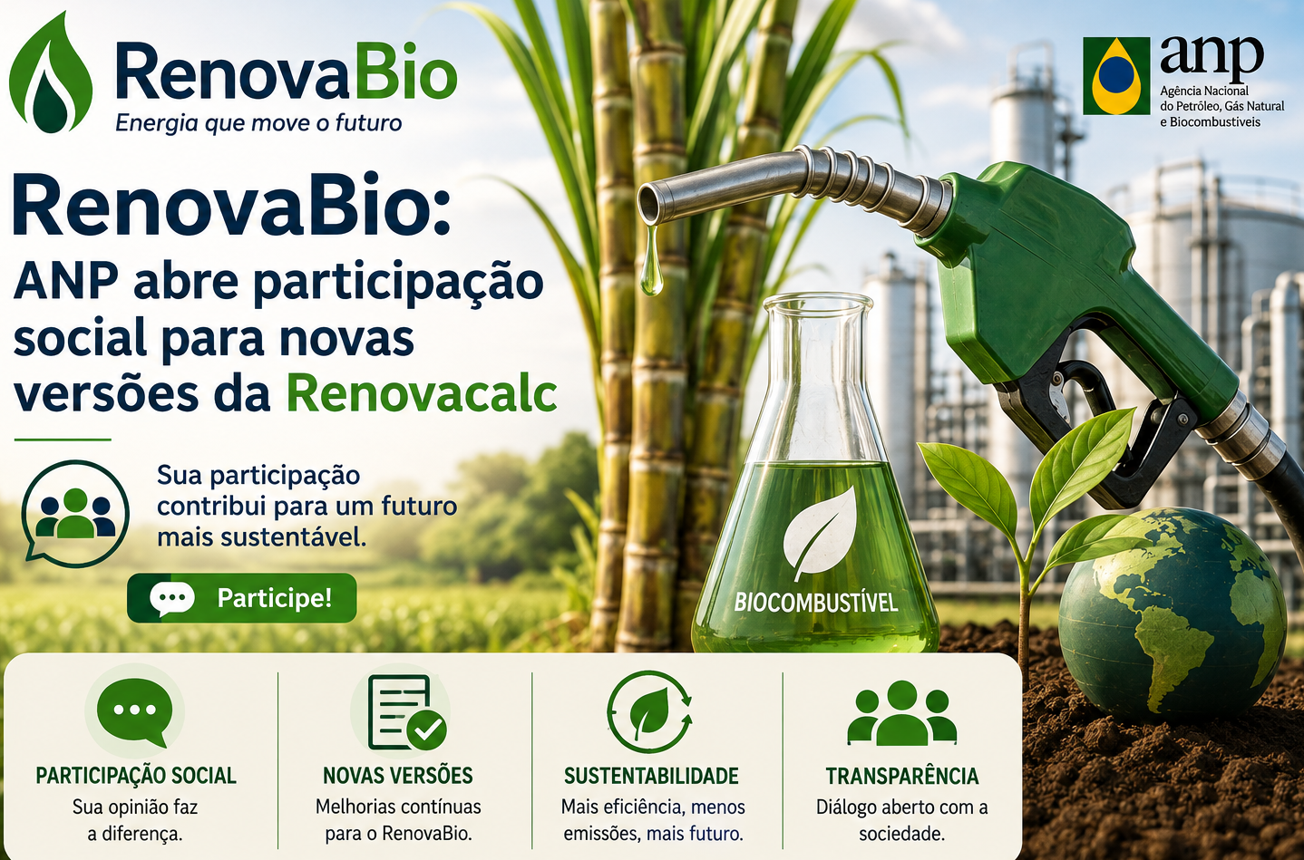 RenovaBio: ANP abre participação social para as novas versões da RenovaCalc